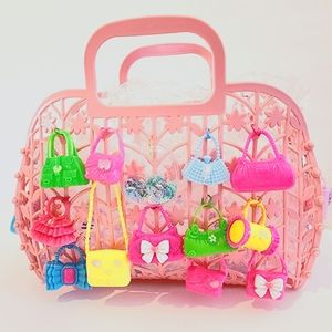 BARBIECORE JELLY TOTE PURSE WITH CHARMS